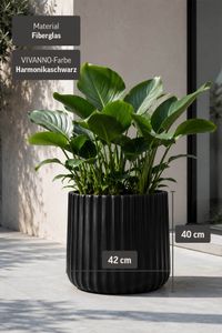 Blumentopf VEKRA ARC Fiberglas 38x40 cm Schwarz