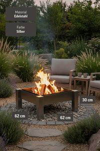 Design Feuerschale Edelstahl "Cubico", Gebürstet