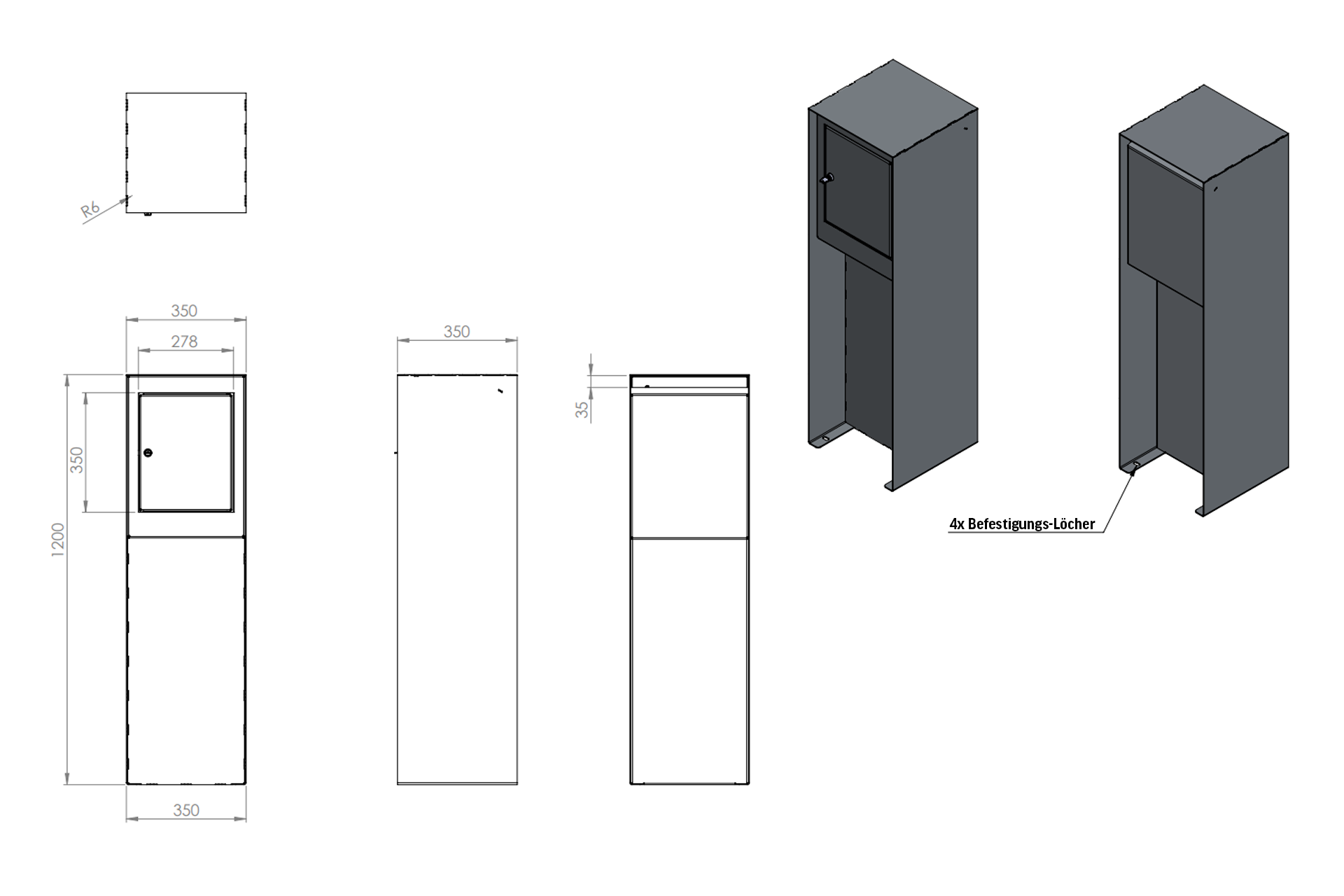 Standbriefkasten Design Postbox Aluminium Schwarzgrau KIMA