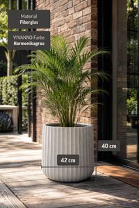 Blumentopf VEKRA ARC Fiberglas 38x40 cm Grau