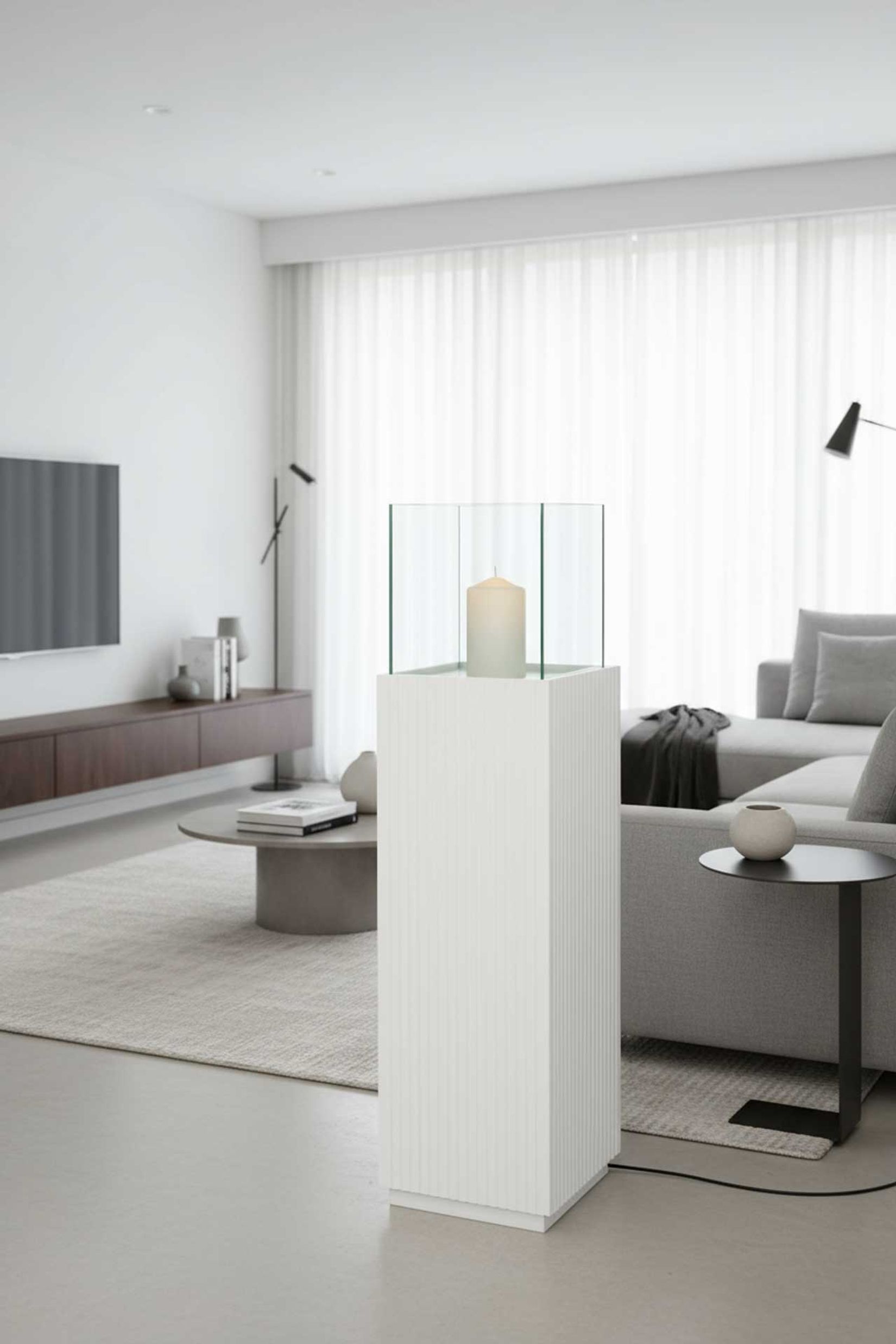 Windlicht Fiberglas CANDELA Skandiweiß