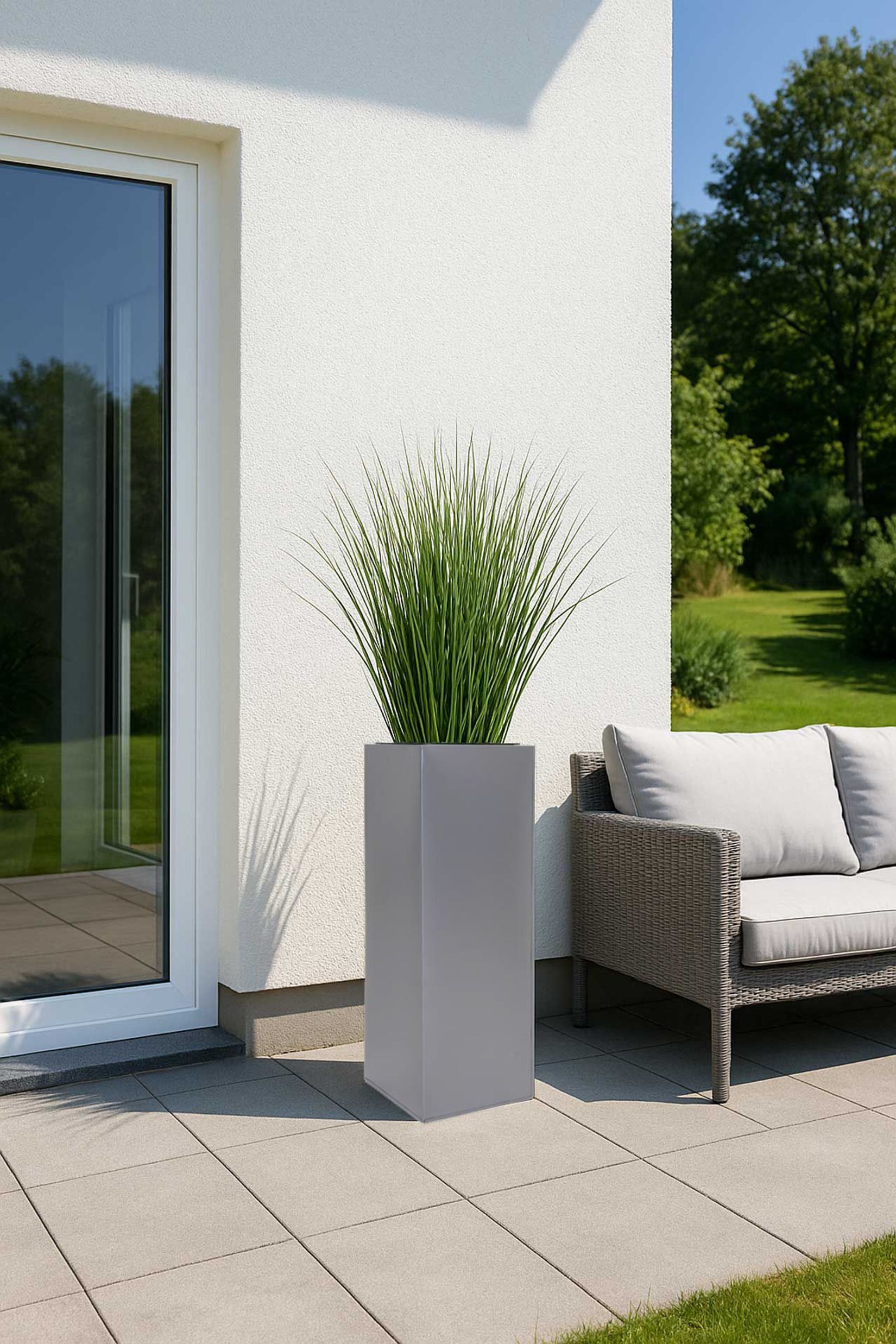 Pflanzkübel Blumenkübel Zink "Block", Silber