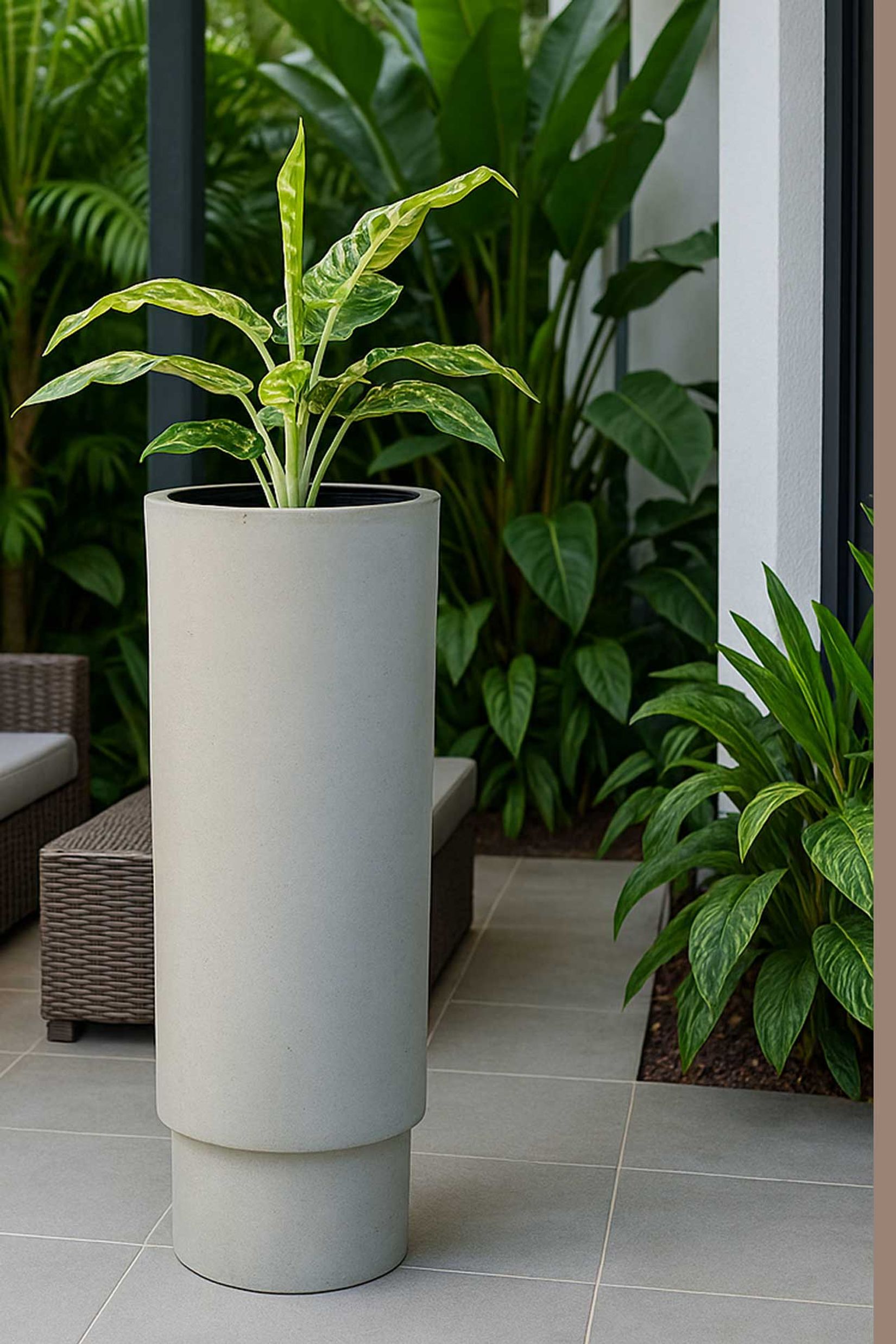 Pflanztopf Pflanzkübel Fiberglas ESCADA Beton-Design Grau