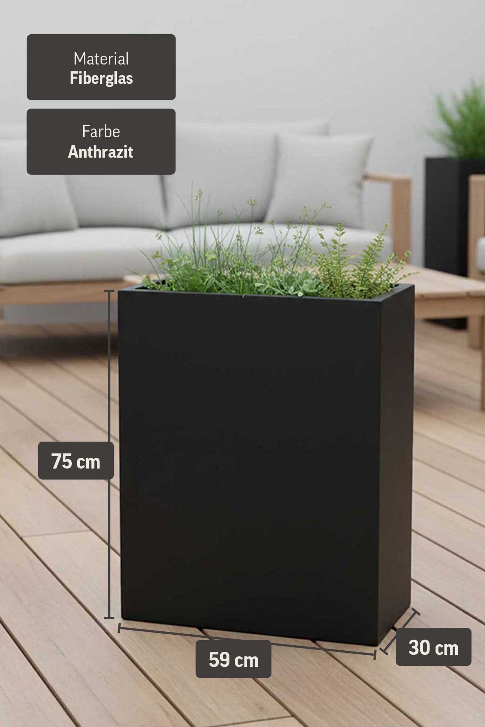 Pflanzkübel Raumteiler Fiberglas "Elemento", Anthrazit Pflanzkübel Raumteiler Fiberglas "Elemento", Anthrazit