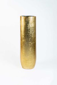 Pflanzgefäß Bodenvase SOLERIO Fiberglas Gold Hochglanz