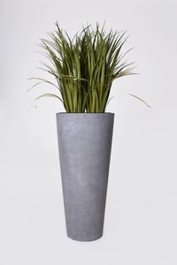 Pflanzkübel Blumenkübel Fiberglas "Rondo Classico", Beton-Design, Grau