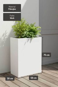 Pflanzkübel Raumteiler Fiberglas "Elemento", Weiß Matt