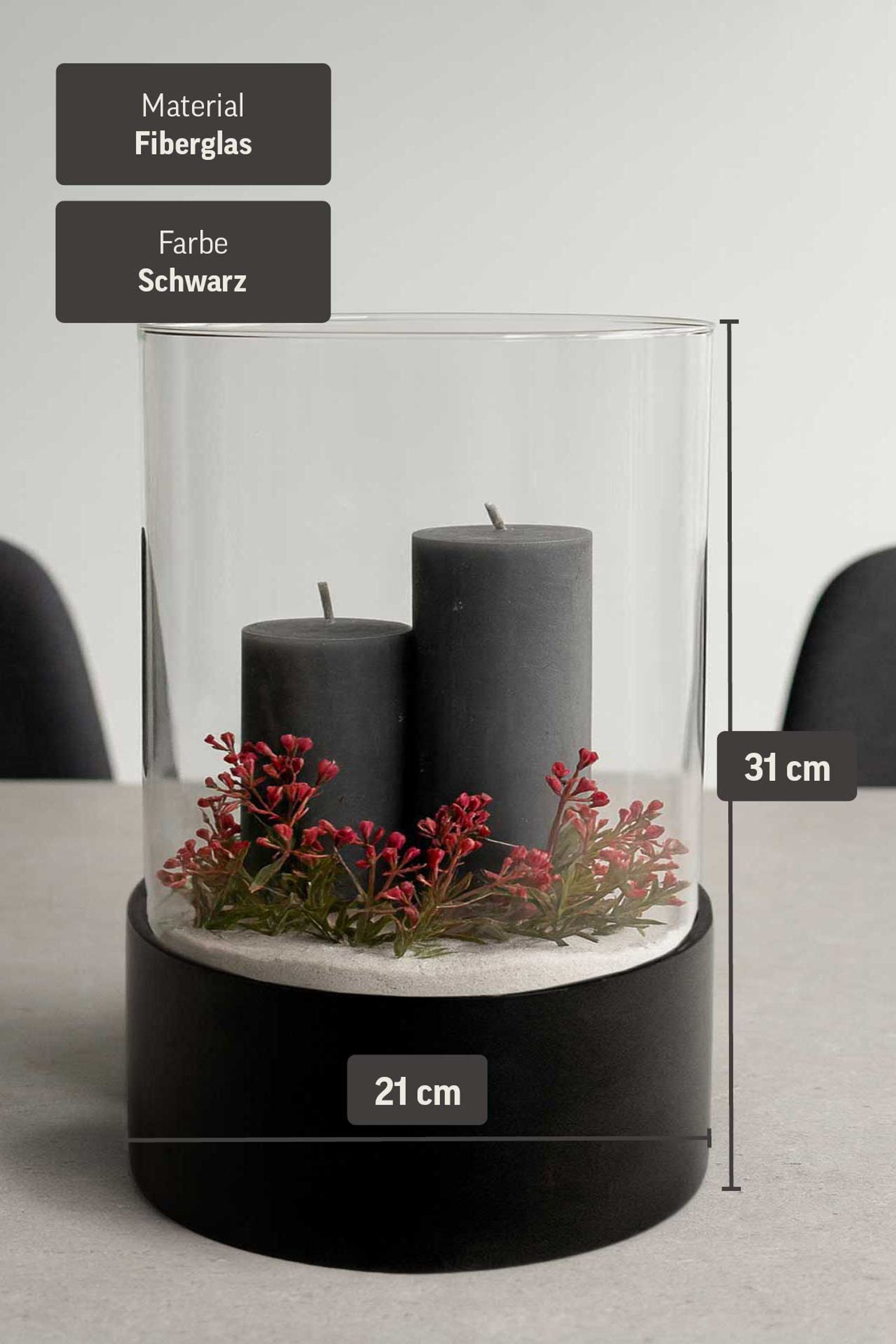 Windlicht Kerzenhalter CANDIRA rund Schwarz Matt Windlicht Kerzenhalter CANDIRA rund Schwarz Matt