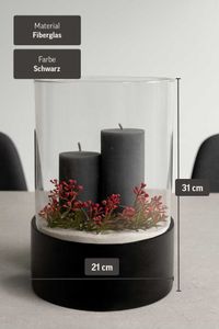 Windlicht Kerzenhalter CANDIRA rund Schwarz Matt Windlicht Kerzenhalter CANDIRA rund Schwarz Matt