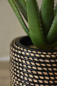 Pflanzkübel Rattan MACETA Schwarz Natur