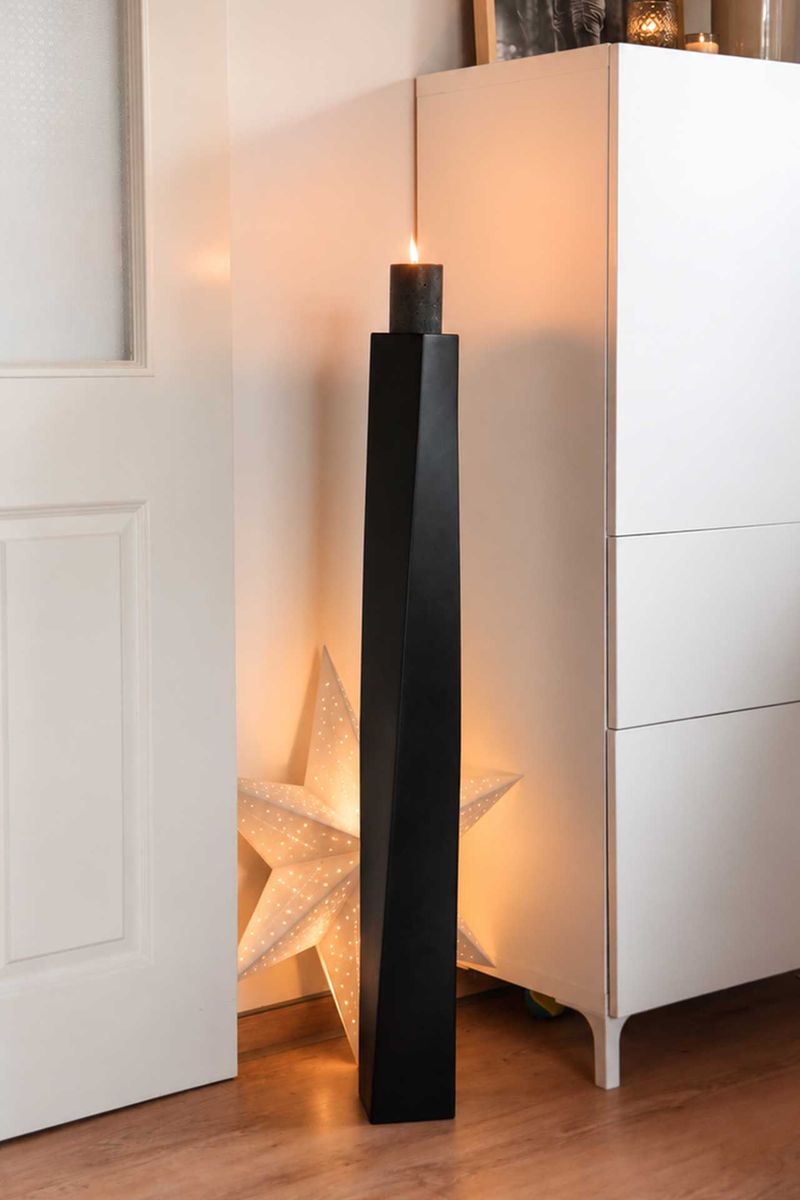 Kerzenständer Standkerzenhalter Fiberglas Schwarz Matt HYDRON | 11x11x100 cm | 510110333100