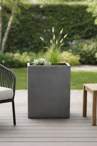 Pflanzkübel Raumteiler Fiberglas "Elemento", Beton-Design, Grau