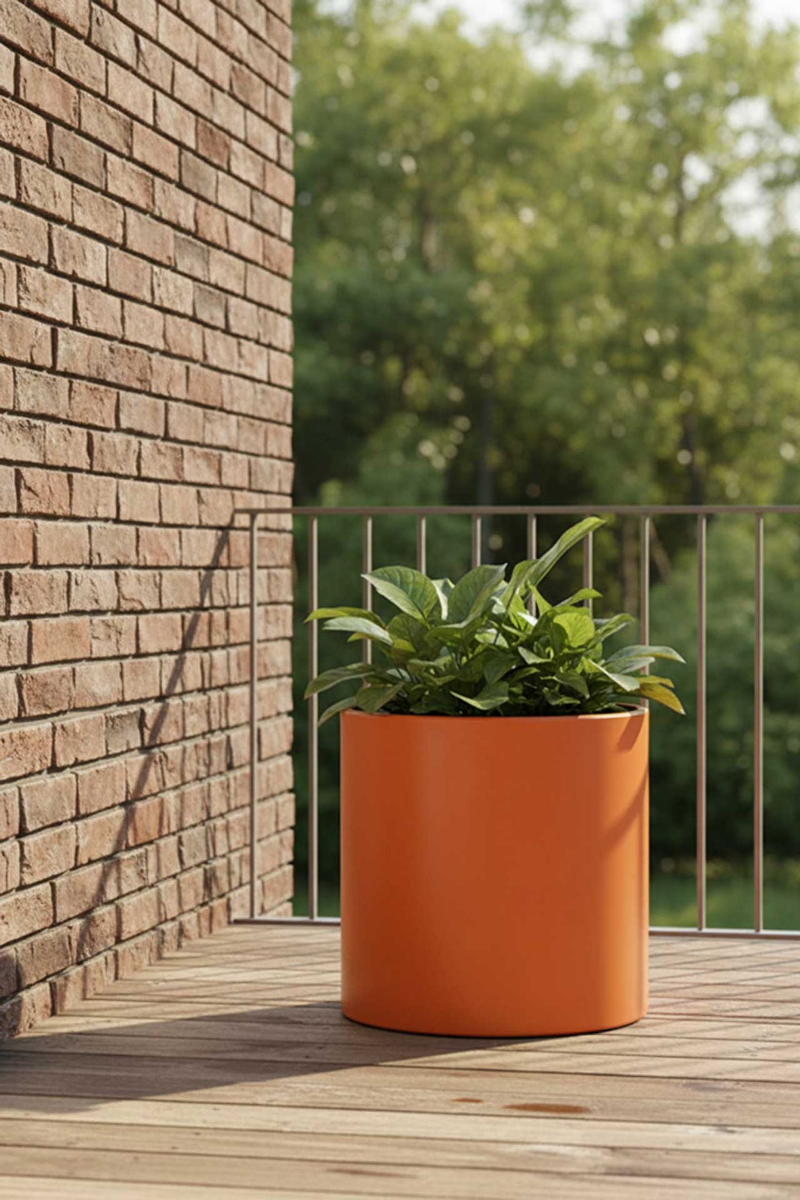 Pflanzkbel Blumentopf rund Aluminium NEW RONDO orange matt | 25x25 cm |  100055158225 | VIVANNO