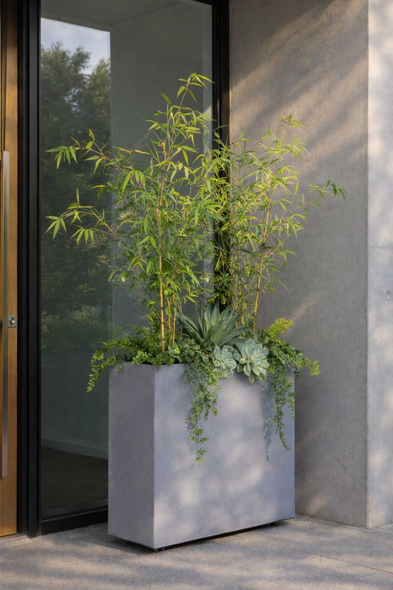 Pflanzkübel Raumteiler auf Rollen Fiberglas ELEMENTO Beton-Design Grau | 212110218837