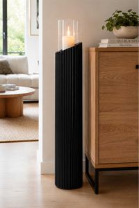 Windlichtsäule CANDRA Fiberglas 22x111 cm Schwarz