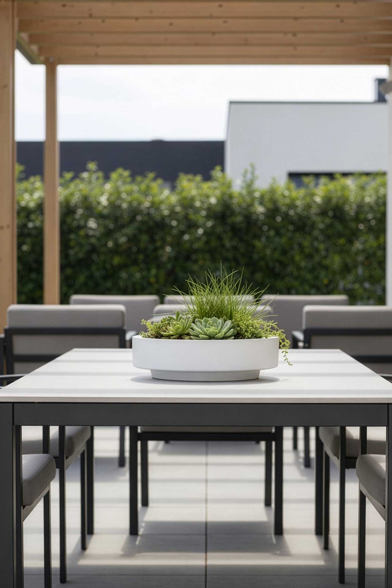 Pflanzschale Dekoschale rund Fiberglas ESCADA LOW Weiß Matt