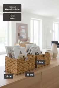 2er Set Regalkorb Schrankkorb Korb für Billy Wasserhyazinthe "Basko", Natur