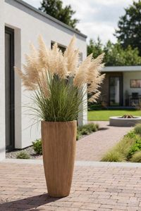 Exklusiver Pflanzkübel Fiberglas "City", Beige Geriffelt