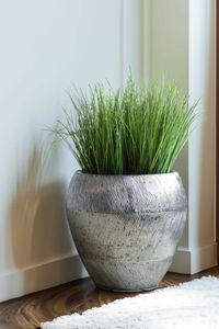 Blumentopf Pflanzkübel Fiberglas Silber Schwarz geriffelt TEMPEST