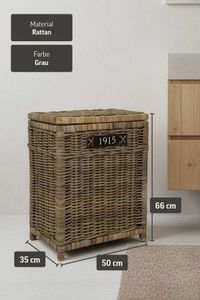 Wäschekorb CESTO Rattan 50x35x66 cm Grau Wäschekorb CESTO Rattan 50x35x66 cm Grau