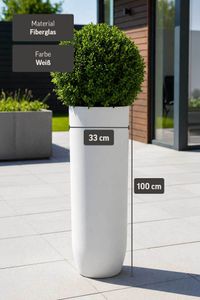 Pflanzgefäß Bodenvase SOLERIO Fiberglas Weiß Matt