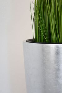 Pflanzkübel Blumenkübel Fiberglas "Rondo Classico", Silber Hochglanz