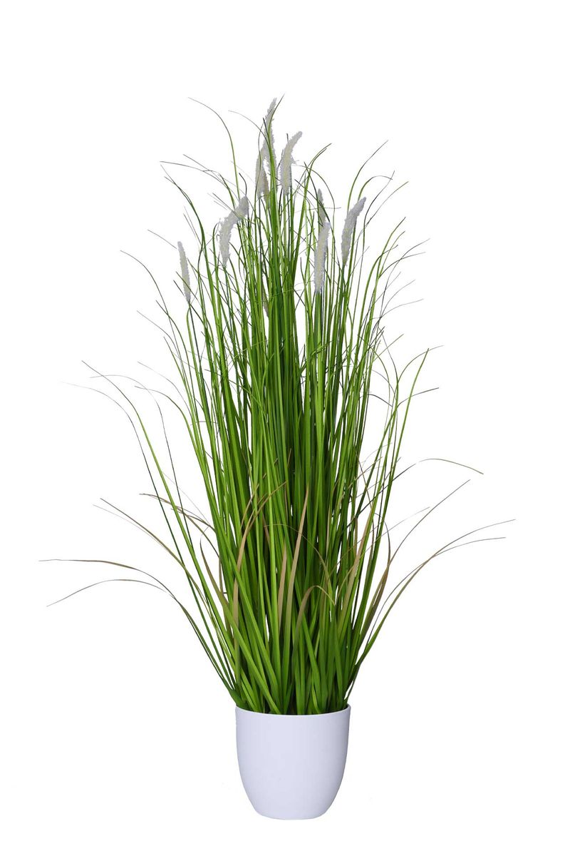 Kunstgras Kunstpflanze Grasarrangement im weißen Dekotopf HERBE grün | 60x110 cm | 52397136110