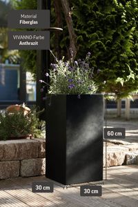 Pflanzkübel Blumenkübel Fiberglas "Block" Säule, Anthrazit