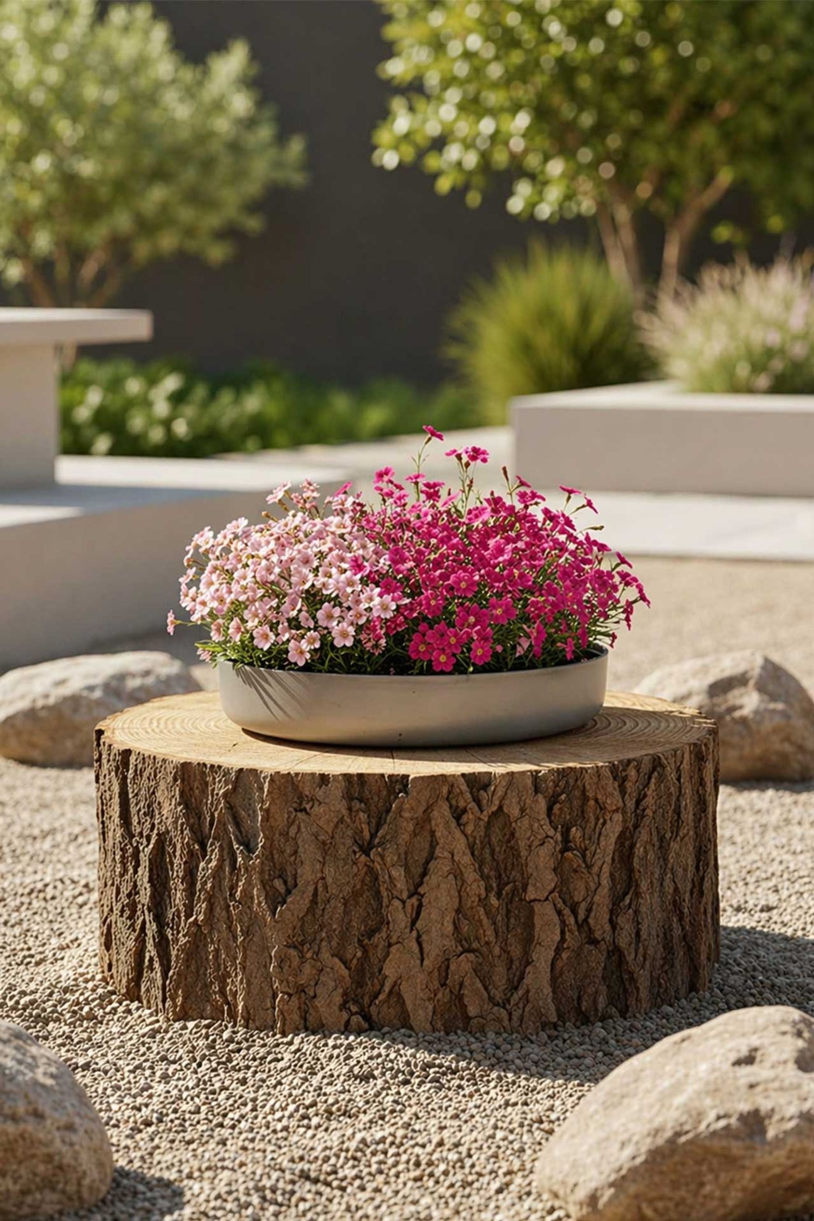 Pflanzschale Dekoschale Fiberglas ORYVEN Beton-Design Grau