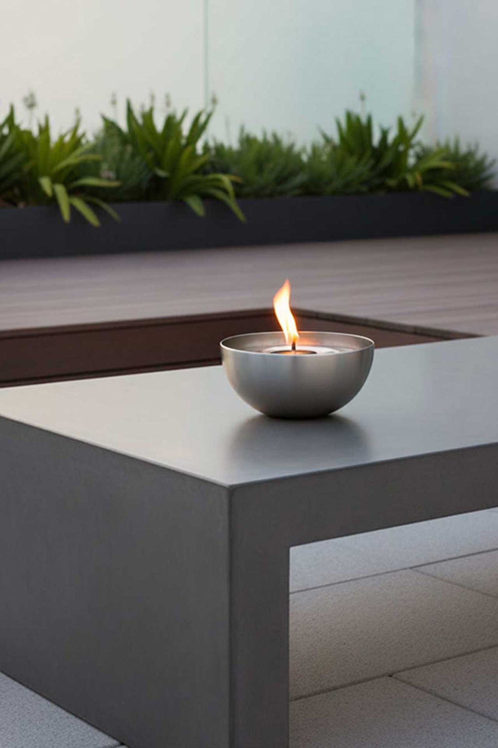 Schale mit Kerze Edelstahl Metall Halbkugel SOPLAR