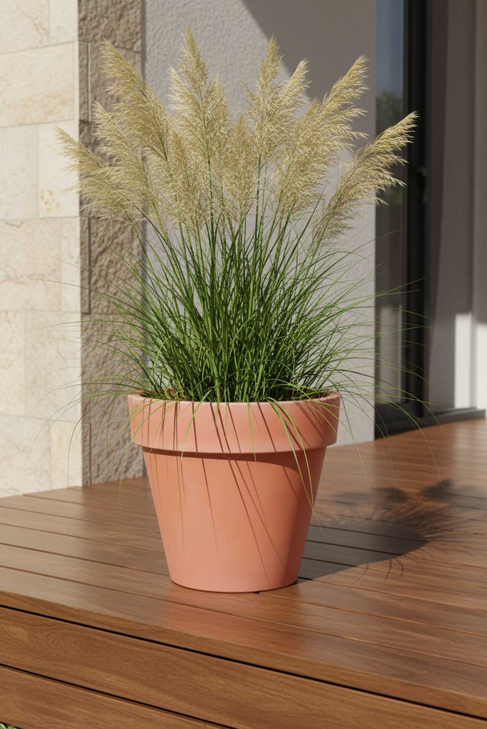 Blumentopf Pflanzkübel aus Kunststoff Rund Terrakotta LEVANTA