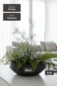 Pflanzschale Dekoschale Fiberglas SKRELLE Vulkangrau
