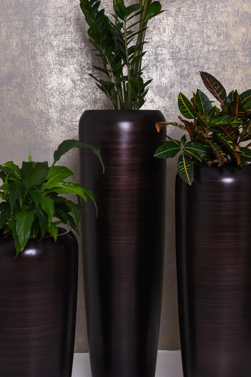 Pflanzkübel Pflanzgefäß exklusiv CAVITA, Schwarz, Braun Seidenmatt | 34x97 cm | 11871129734