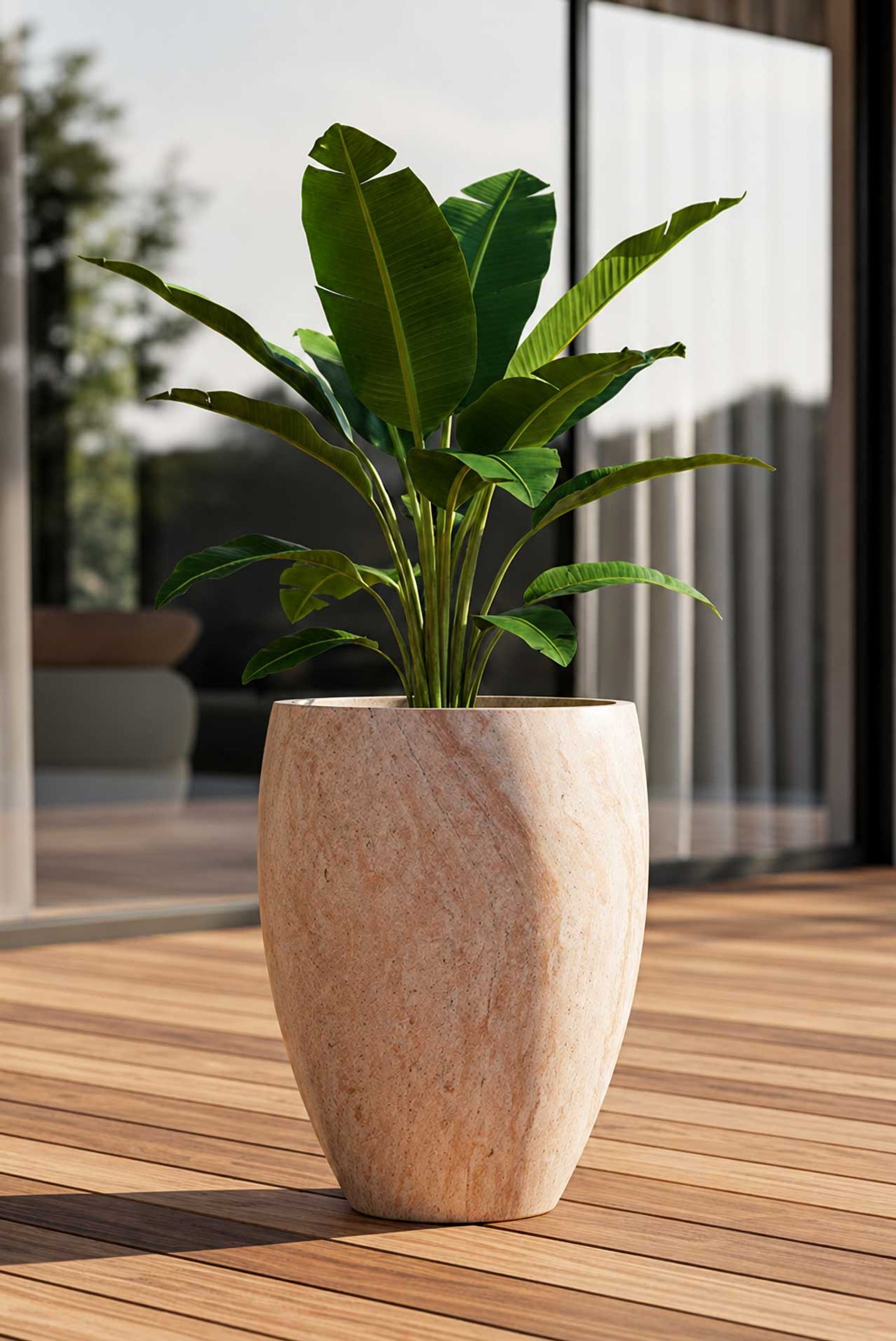 Pflanzkübel OVOLO Fiberglas 42x55 cm Beige