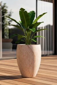 Pflanzkübel OVOLO Fiberglas 42x55 cm Beige