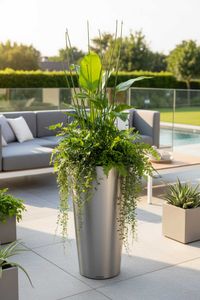 Pflanzkübel Blumenkübel Edelstahl "Rondo", Gebürstet