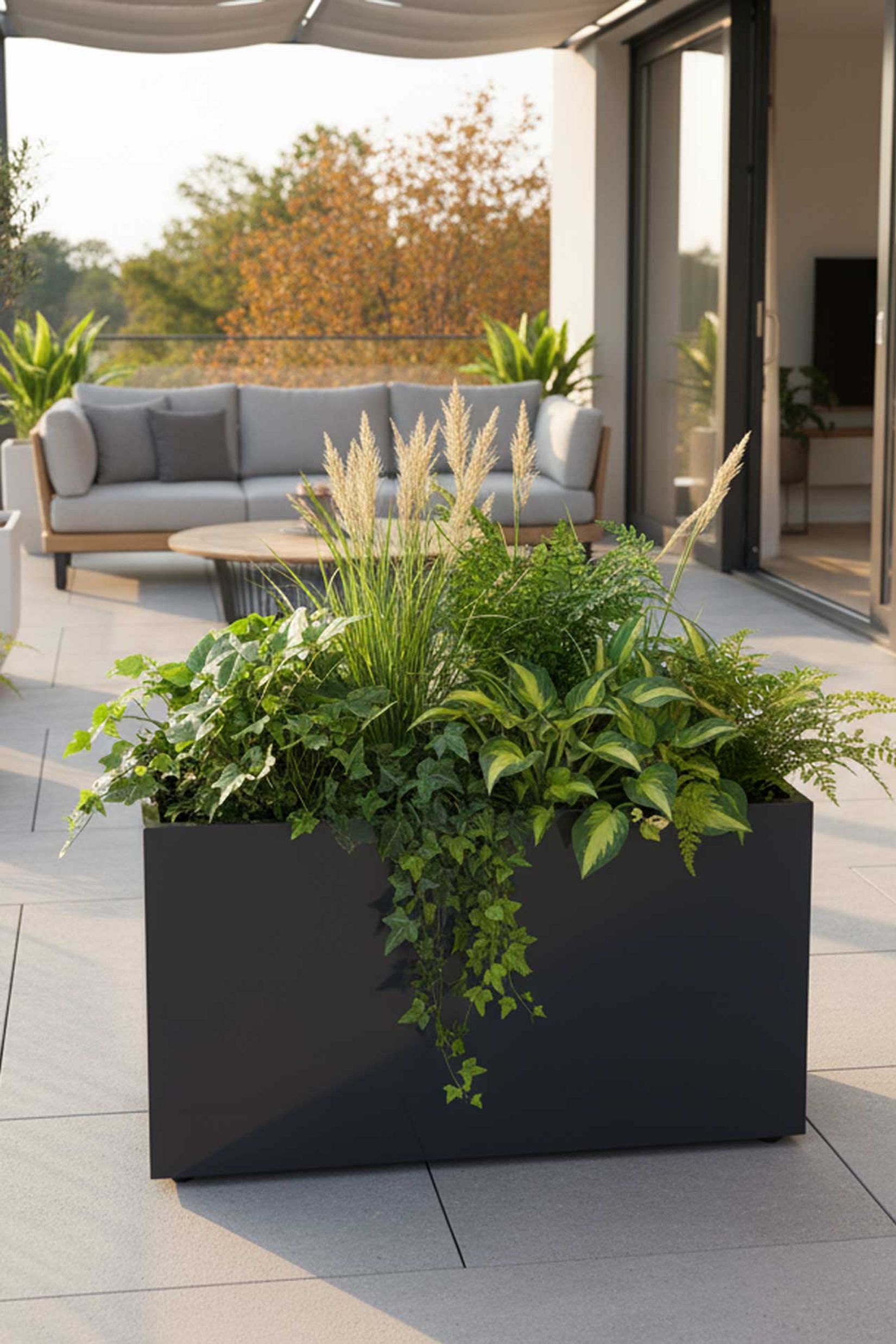 Raumteiler mit Rollen pulverbeschichteter Edelstahl "Elemento" niedrig, Anthrazit Raumteiler mit Rollen pulverbeschichteter Edelstahl "Elemento" niedrig, Anthrazit