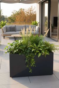 Raumteiler mit Rollen pulverbeschichteter Edelstahl "Elemento" niedrig, Anthrazit Raumteiler mit Rollen pulverbeschichteter Edelstahl "Elemento" niedrig, Anthrazit