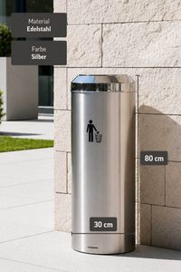 Mülleimer mit Schwingdeckel Edelstahl "Tube", Gebürstet/Poliert