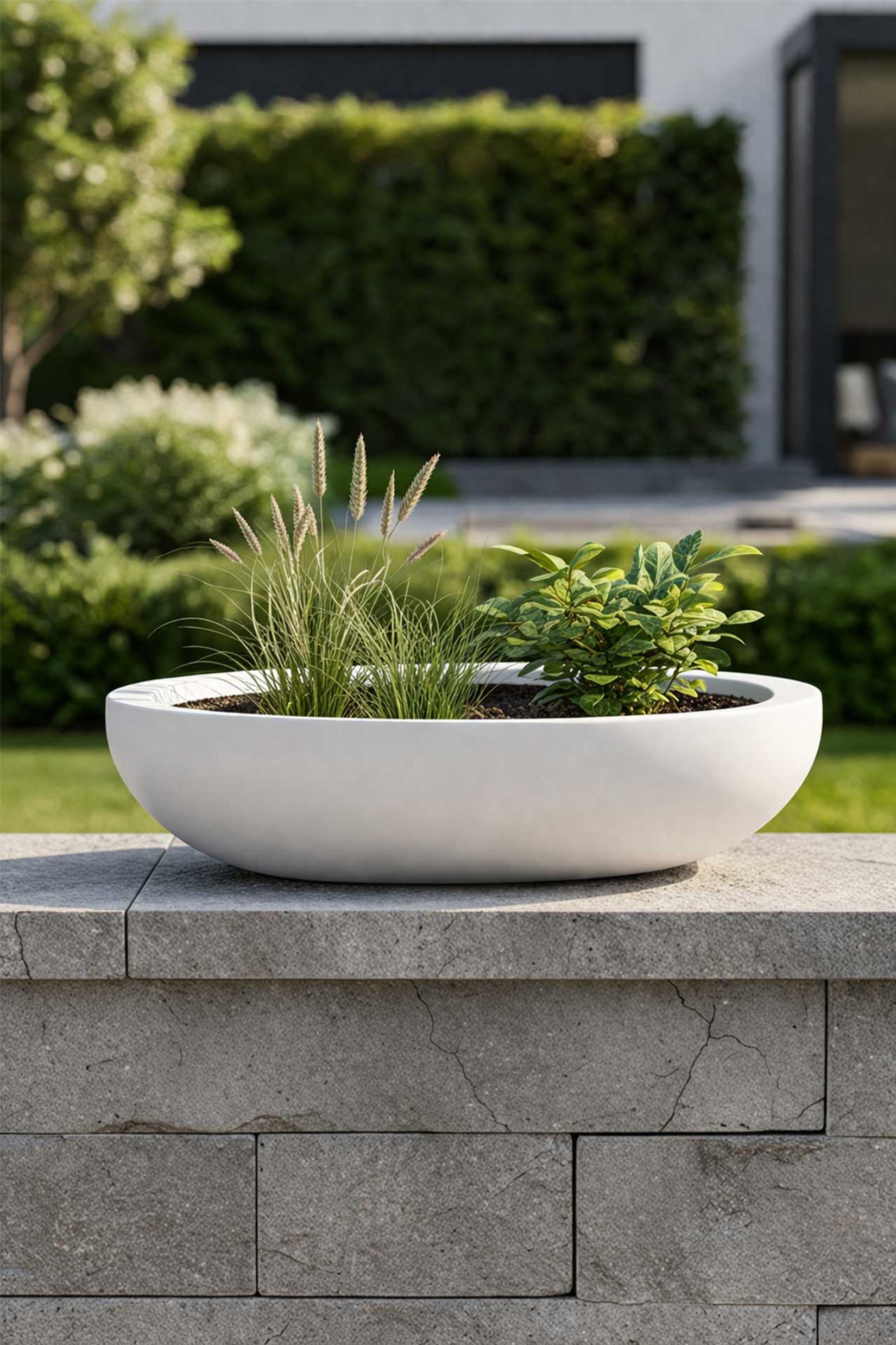 Pflanzschale Blumenschale Dekoschale Fiberglas PLANA weiß