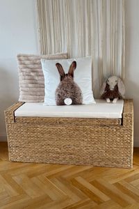 Sitzbank Truhe Bank mit Kissen Wasserhyazinthe "Combo", Natur