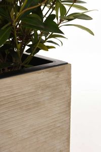 Pflanzkübel Blumenkübel Fiberglas "Block" Säule, Beige gestreift