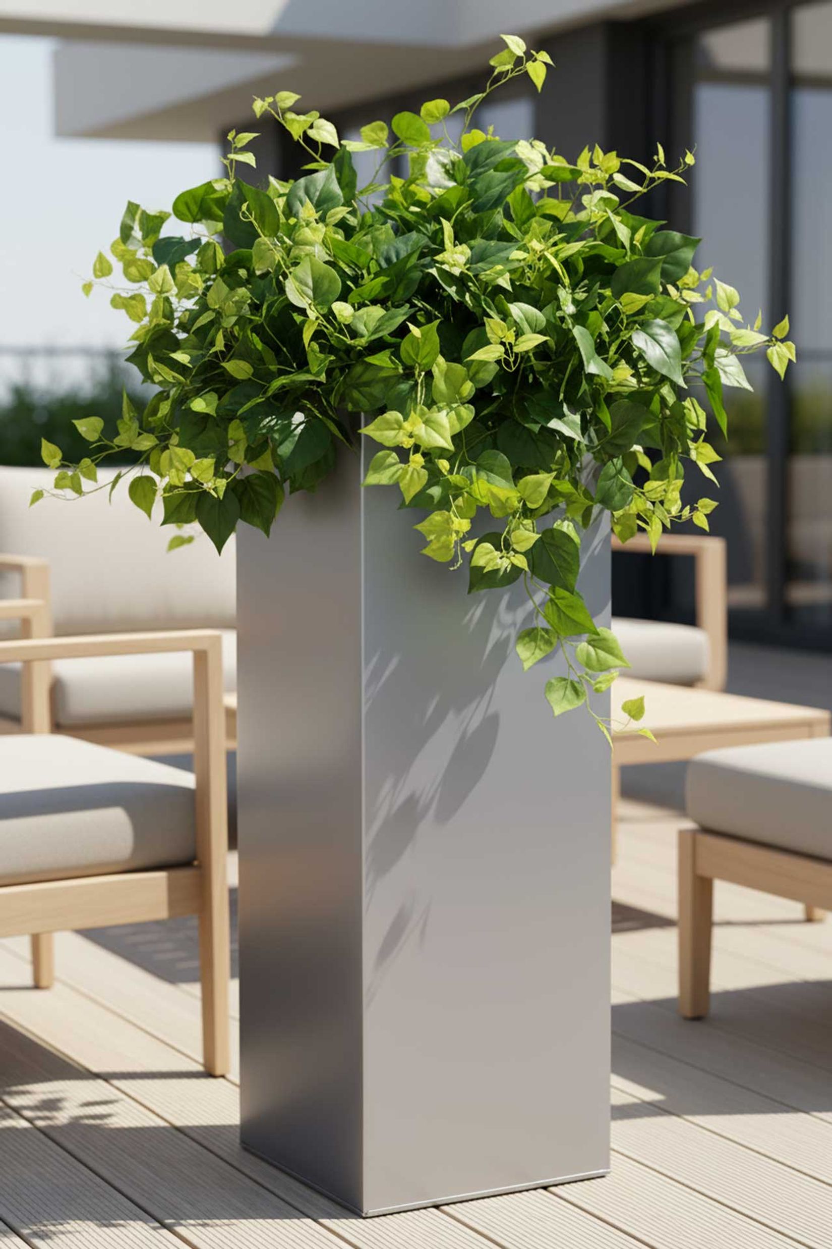 Pflanzkübel Blumenkübel Zink "Block", Silber