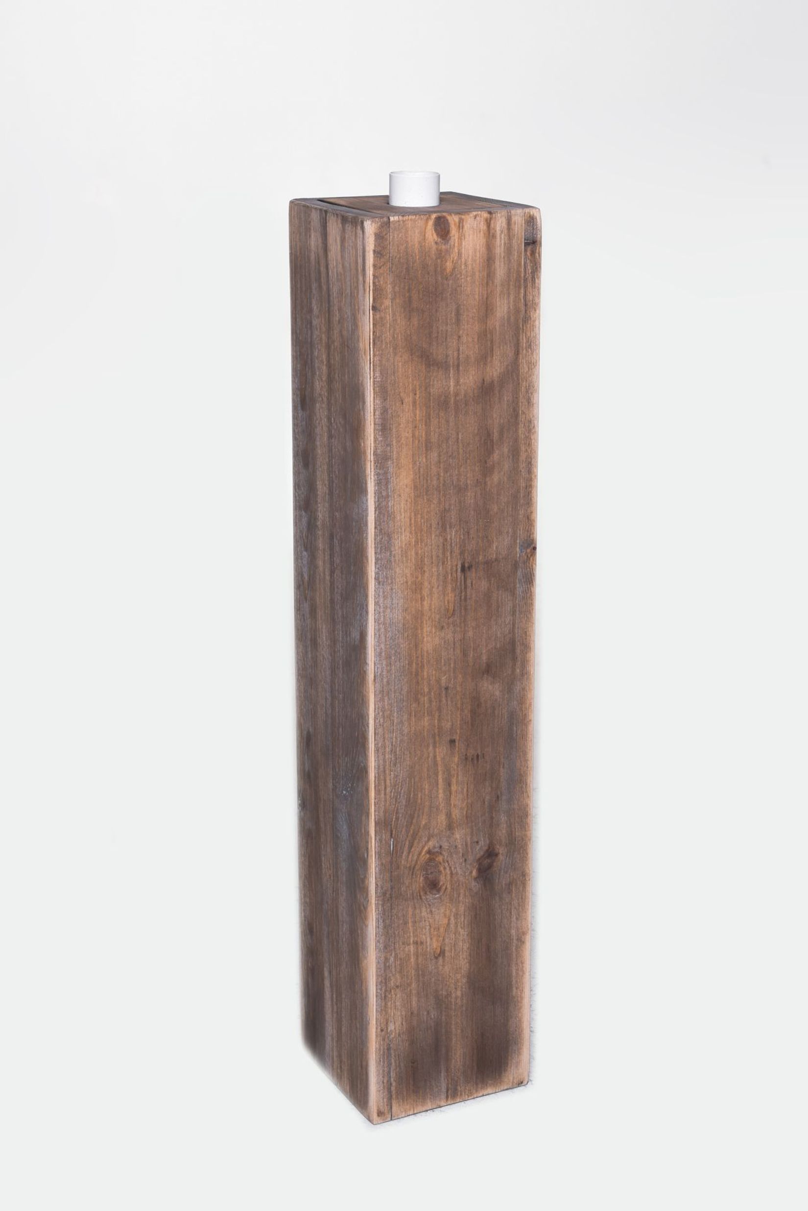 Säule mit Schale Podest Holz Eisen braun AURORA weiß