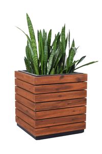 Pflanzkübel Blumenkübel Holz Akazie "Block" Würfel, Braun