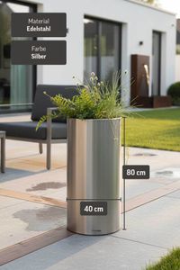 Pflanzkübel Blumenkübel Edelstahl "Estra", Gebürstet