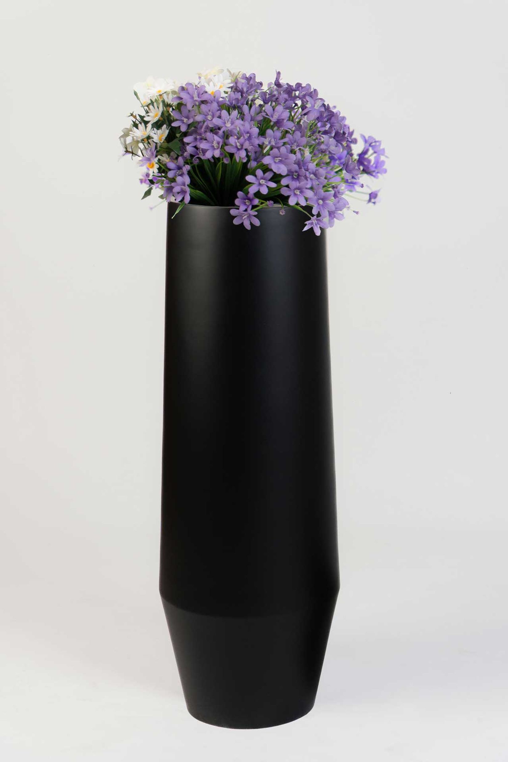 Pflanzkübel Bodenvase Fiberglas BERBELO Schwarz Matt