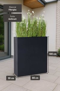 Pflanzkübel Raumteiler Fiberglas "Elemento" 100, Anthrazit