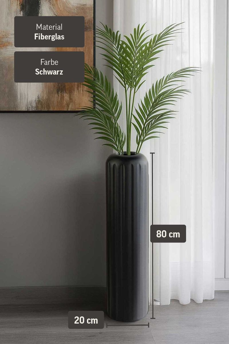 Bodenvase VERTA Fiberglas Schwarz Matt | 1410110380