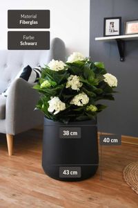 Pflanzkübel Blumentopf rund VEKRA Schwarz Matt
